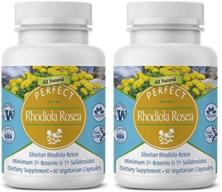 Perfect Supplements Rhodiola Rosea, for Better Focus, Energy, and Stress Relief, Optimal 3% Rosavins to 1% Salidroside Ratio, a Natural Adaptogen ~60 Vegetable Capsules