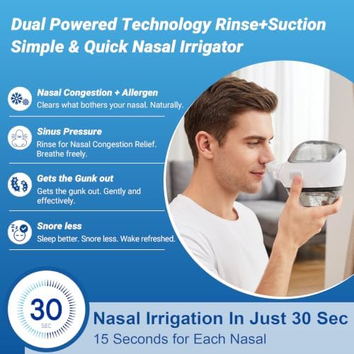 Nasal Irrigation System Nasal Irrigator Sinus Rinse Machine | Electric Nasal Cleaner for Congestion Relief | Sinus Rinse & Suction Dual-Powered