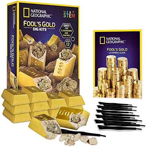 National Geographic Fool's Gold Dig Kit with 12 Gold Bar Dig Bricks