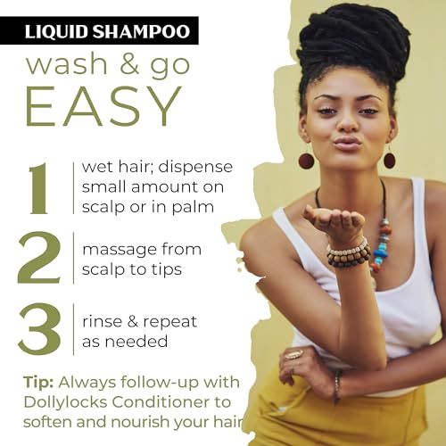 Dollylocks Clarifying Liquid Shampoo | Rosemary Peppermint Lemon | Paraben-free, Plant-Based, Vegan, Residue-Free Loc, Braid, Dreadlock Care | All hair types | 8oz