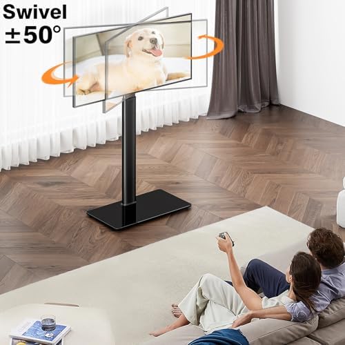 Universal TV Stand Monitor with Mount 100 Degree Swivel Height Adjustable and Tilt Function for 19 to 43 inch LCD, LED OLED TVs,Space Saving Standing Bedroom Living Room Corner,Black