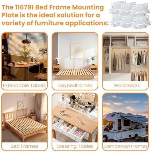 Zookpr 116791 Mounting Plates Replacement for IKEA Bed Frame Brackets Part | For IKEA Hemnes/Malm/Brimnes/Ingatorp/Tarva/Kritter, Replaces #116791