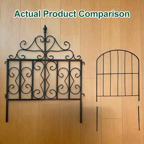 AMAGABELI GARDEN & HOME 5 Panels 32in(H)×10ft(L) Decorative Garden Fences and Borders for Dogs No Dig Rustproof Metal Fence Panels Garden Edging Border Animal Barrier Fencing for Flower Beds Black