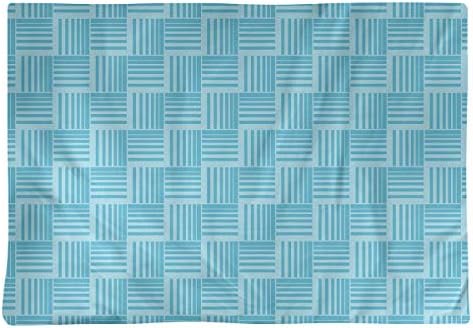 Dana Strider Monochrome Basketweave Stripes Table Placemat, 18 x 14, Teal