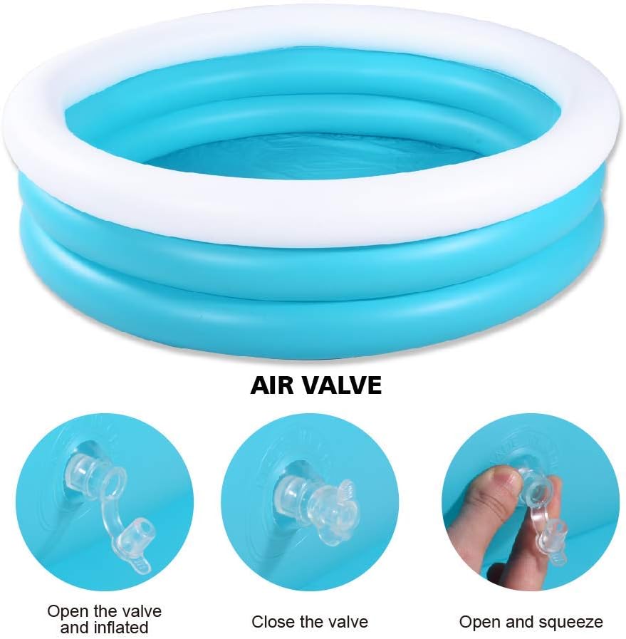 Inflatable Kiddie Pool, 60"x16" Thick Guardrail Swimming Pool for Kids, Blue & White Blow Up Pool for Kids Indoor Party Games