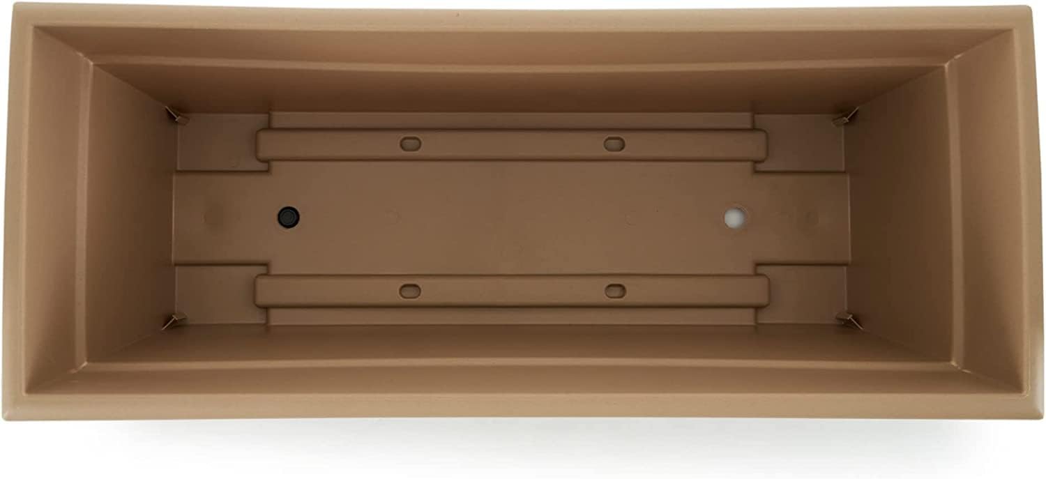The HC Companies Romana Planter Box, 28 Inch, Clay, 1-Pack | Plastic, Drainage Plug, Lightweight, UV-Resistant, for Garden, Patio, Balcony & Fence