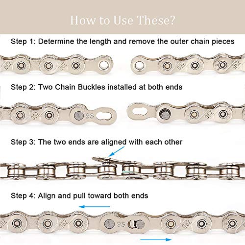 8 Pairs Reusable Bicycle Missing Link for 6, 7, 8, 9, 10,11,12 Speed Chain (11 Speed)