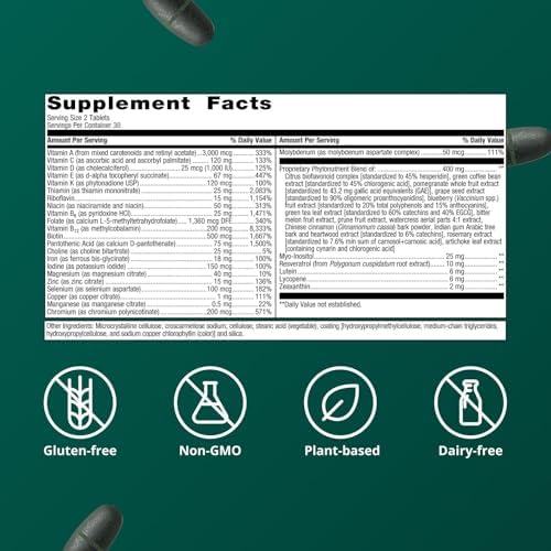 Metagenics PhytoMulti with Iron - Daily Multivitamin for Men & Women with Phytonutrients* - Methylfolate, Vitamins A‑K
