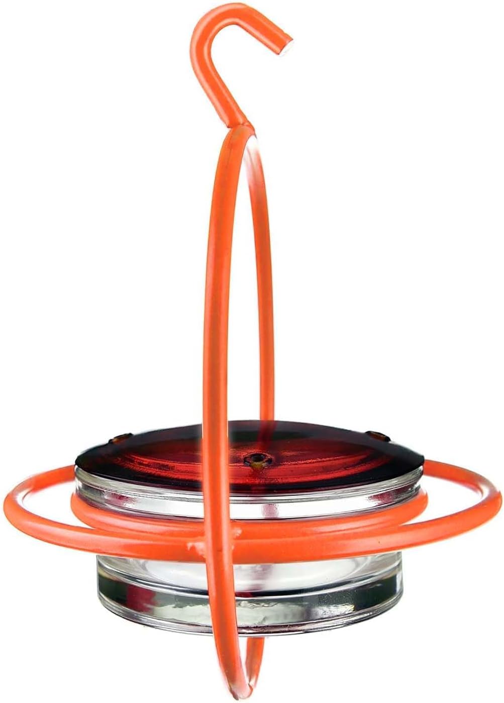 Hummingbird Feeder for Outdoors Hanging, 3.4 OZ Hummingbird Feeders, Glass Bowl with 4 Feeding Ports, Leak Proof Lid & Circular Perch, Bird Feeder (1, Red)
