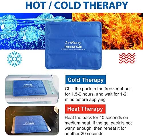 LotFancy Ice Pack for Injuries, Pack of 2, Reusable Hot Cold Pack for Therapy, Cooling or Heating Pad for First Aid, Back Shoulder Neck Head Feet Pain Relief, 11 x 5 Inches