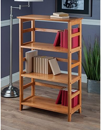 Winsome Studio 3-Tier Bookshelf, Honey Pine, 42" | Classic Display Bookcase, Functional & Stylish Shelving Unit for Convenient Storage in Living Room
