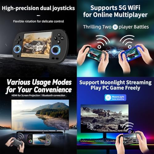 Doriteney RG40XX H Retro Handheld Game Console 4.0-inch IPS Screen Linux System Game Player 64GB Card Preloaded 5000+ Games RGB Lighting 3200mAh Battery RG40XX H-Black