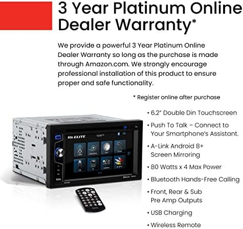 BOSS Audio Systems Elite BV755B Car Stereo System - 6.2 Inch Double Din Touchscreen, Bluetooth Head Unit, AM/FM Radio Receiver, CD Player, USB, SD