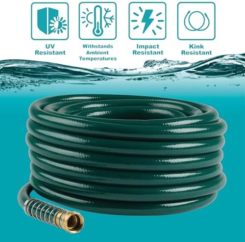 Gilmour 864751-1001 75ft Heavy Duty Flexogen Garden Hose, 5/8" Diameter | Heavy Duty Build, 500 PSI, Kink-Resistant Layers, Brass Fittings, All-Weather Durability, Made in USA