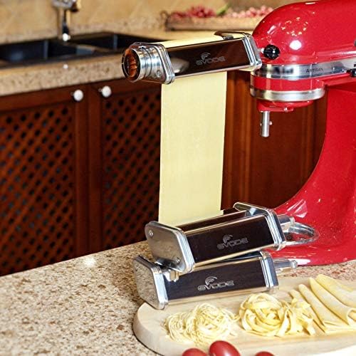 GVODE 3Pcs Pasta Attachment for KitchenAid Stand Mixer, 304 Stainless Steel | Pasta Maker Attachment Set with Pasta Roller