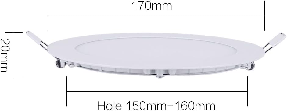 12W 6-inch Ultra-Thin Round LED Recessed Ceiling Panel Down Light with Driver, 1,000 Lumens, 80W Incandescent Equivalent, Home, Office, Commercial Lighting - Pack of 10, 6000K Cool White