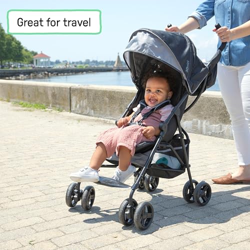 Ingenuity 3D Mini Convenience Stroller – Lightweight Stroller with Compact Fold, Multi-Position Recline, Canopy with Pop Out Sun Visor – Umbrella Stroller for Travel & More, Blue/Black