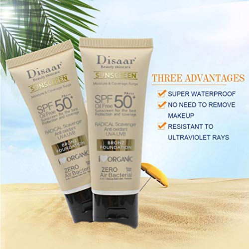 DISAAR BEAUTY Sunscreen SPF 50 PA+++ SPF 50+ Foundation Face Cream Body Skin Protection Anti-Aging Oil Control Moisturizing Care Removes Peeling 40g