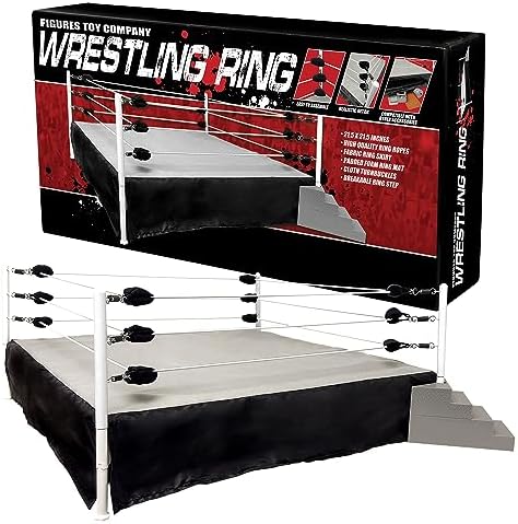 Ultimate Wrestling Ring Playset With Barricade, Ring & Commentators Tables | Build a Complete Wrestling Figure Arena with a 21.5 Inch Ring