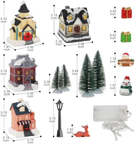 Christmas Village Sets with LED Lights and Figurines Indoor Decor