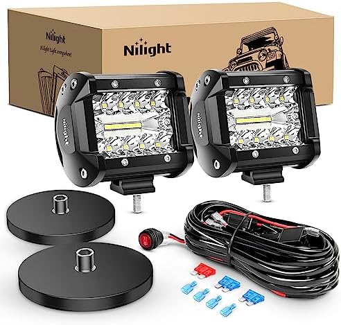 Nilight 2 Pcs 4 Inch 60W Led Pods with 2 Inch Tow Hitch Mounting Brackets Backup Reverse Lights Rear Light Bar for Pickup ATV SUV Truck Trailer Boat