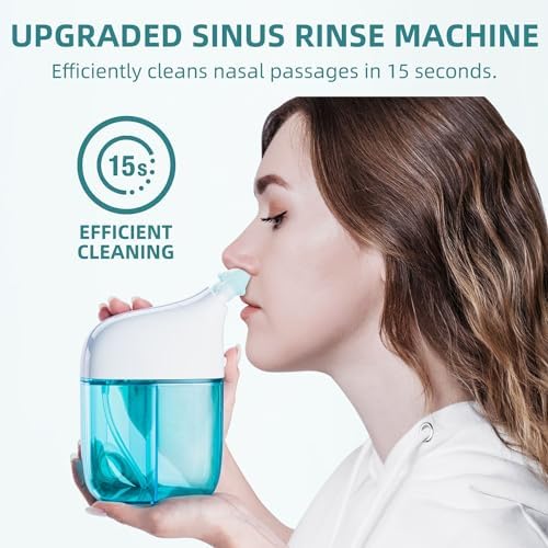 Nasal Irrigation System with 30 Saline Packets, Sinus Rinse Machine, Nose Sinus Cleaner Machine with Water Tank & Waste Collection Tank - Blue