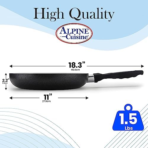 Alpine Cuisine Fry Pan 13-Inch Nonstick Coating Gray, Frying Pans Nonstick for Stove with Stay Cool & Comfortable Handle, Durable Nonstick Cookware, Ideal for Family