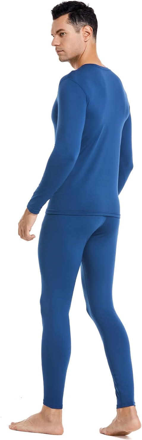 PISIQI Thermal Underwear Men Long Johns Set Ultra-Soft with Fleece Lined Base Layer Winter Skiing Warm Top & Bottom