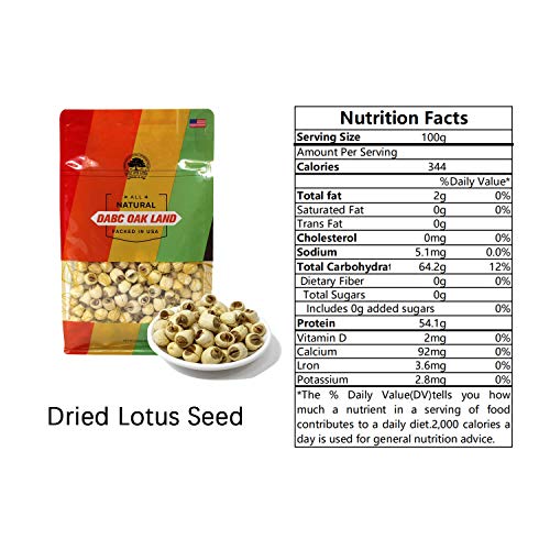 DOL Natural Dried Lotus Seeds Packed In USA 莲子干 8 Ounce, 100% Natural, Dried White Lotus Seeds Lian ZI, Rich In Methionine for Health