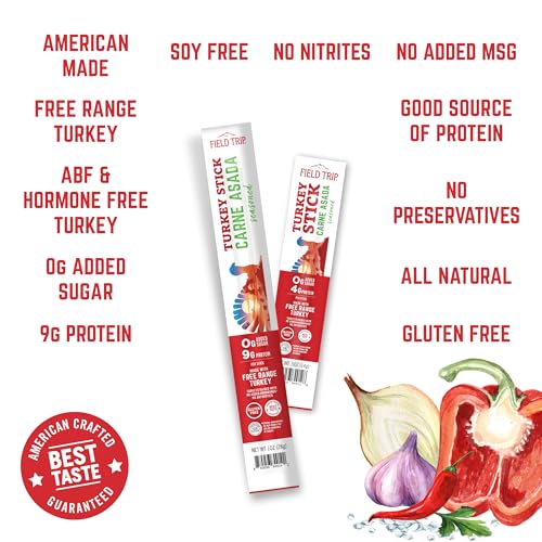 Field Trip Grass Fed Pepperoni Jerky Snack Sticks, Keto, Paleo, Gluten Free, Allergy Friendly Snack, High Protein, 50 Calorie Snack, 0.5oz, 24 Pack | Grass Fed, Keto, Paleo, Gluten Free, Allergy Friendly Snack, High Protein, 50 Calorie Snack
