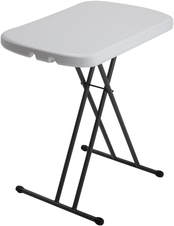 LIFETIME 80251 Adjustable Folding Laptop Table TV Tray, 26 Inch, White Granite