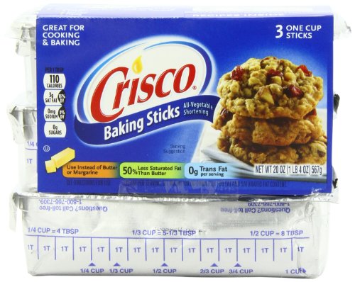 Crisco Baking Sticks All Vegetable Shortening, 20 Ounce (Pack of 3)