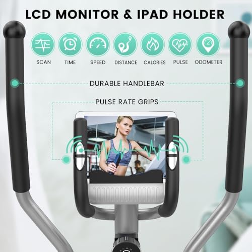 Dripex Elliptical Exercise Machine, Elliptical Machine for Home with 16 Resistance Levels, Quiet & Smooth Magnetic Elliptical Training Machines with 13.2 lb Flywheel, LCD Monitor & Pulse