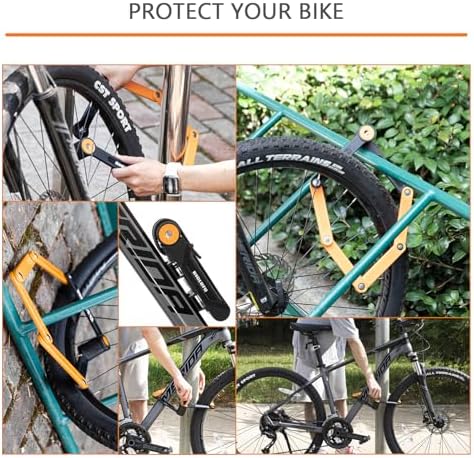 Bike Lock Bicycle Scooter Motorcycle Folding Locks with 4Keys, Fold Chain Heavy Duty Alloy Steel Foldable Lock with Mounting Bracket 2pc Straps