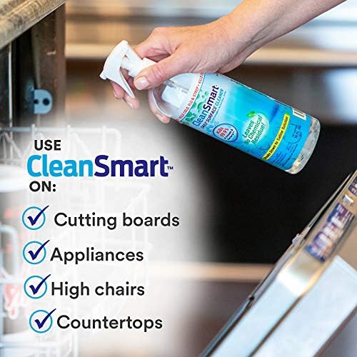 CleanSmart Daily Surface Cleaner and Pet-Safe Disinfectant, 23 oz (2 pack) | Hypochlorous Acid Spray Kills 99.9% of Viruses and Bacteria, No Harsh Residue, Food Contact Surface Sanitizer, No Rinse