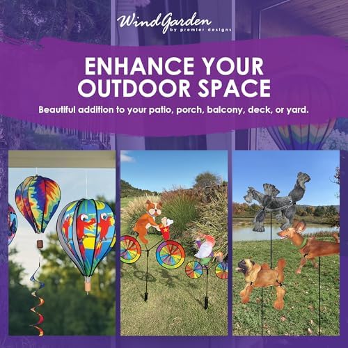 Premier Kites Triple Spinner Rainbow – Eye-Catching Garden Spinner with Colorful Triple Wheels, Durable Weather-Resistant Fabric, Easy Assembly
