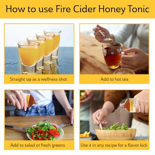 Mickelberry Gardens Fire Cider Apple Cider Vinegar Honey Tonic 8oz | Apple Cider Vinegar Honey Tonic with Organic Turmeric Root, Ginger Root & Dandelion, Natural Digestion & Immune Support
