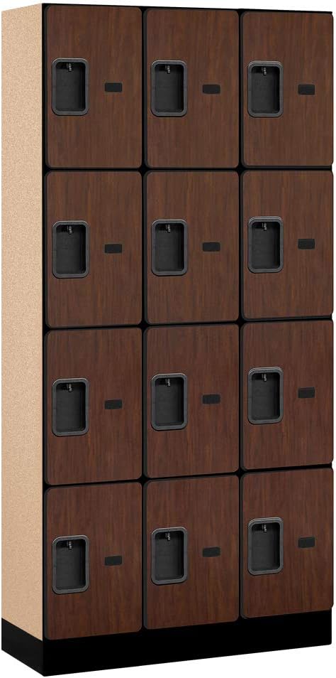 Salsbury Industries Four Tier Designer Wood Locker, Mahogany, 6' 3" x 18"