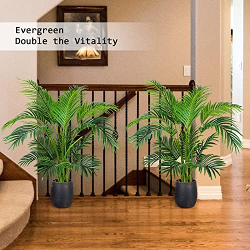 Worth Garden 4ft Artificial Areca Palm Plant, Fake Cane Palm Silk Tree Indoor Outdoor, Dypsis Lutescens