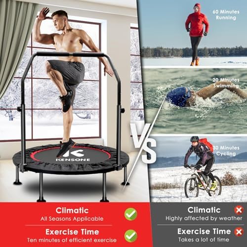 KENSONE 40"/48" Rebounder Trampoline for Adults Indoor Handle 330/450 LBS