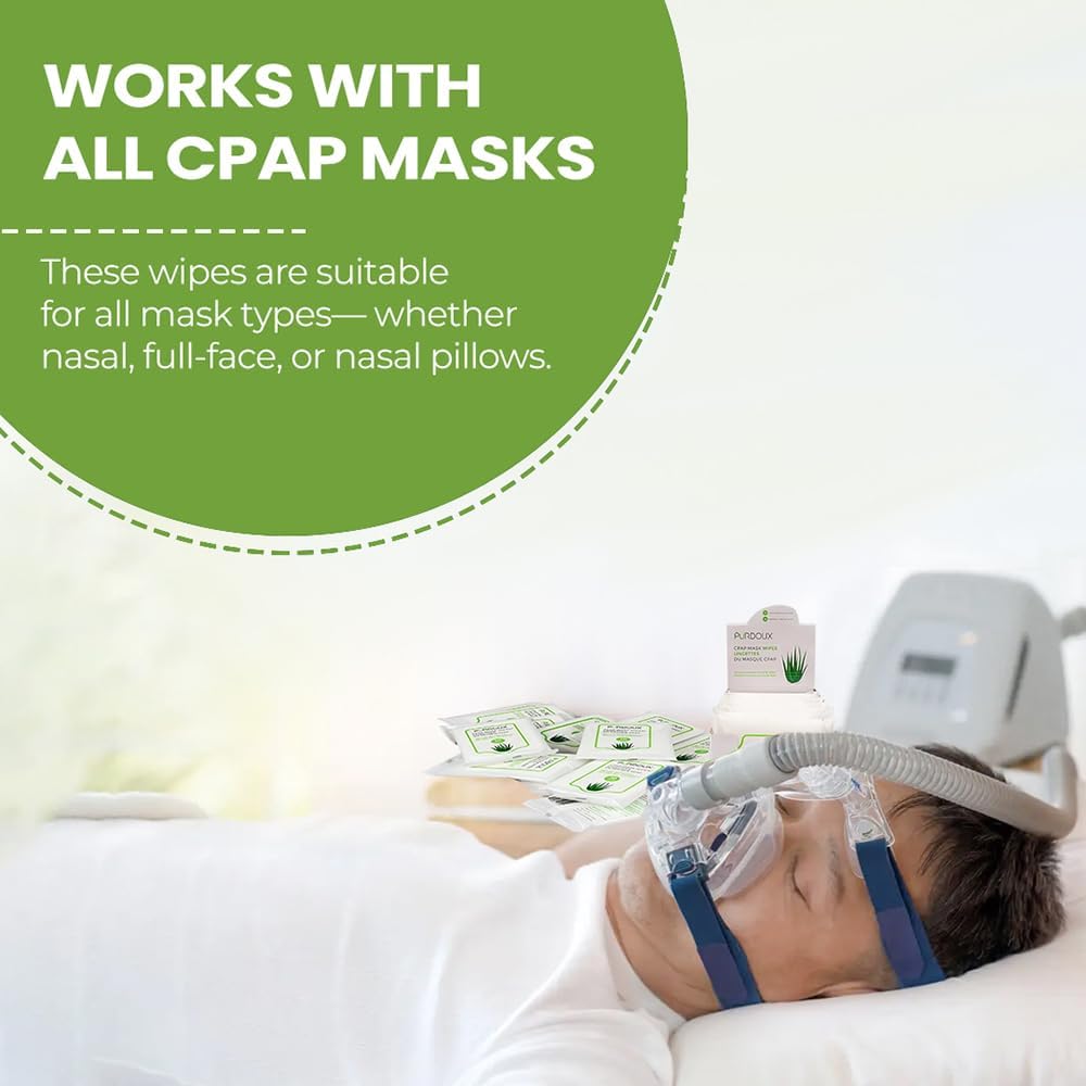 CPAP Mask Wipes (12 Travel Packs x 10 Wipes) 100% Cotton Unscented | Individual Sachets, Travel Ready, Alcohol Free, Silicone Safe