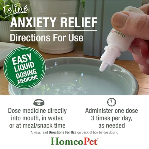 HomeoPet Feline Anxiety Relief, Supplement for Cats, 15 Milliliters | Natural pet stress and anxiety support for cats