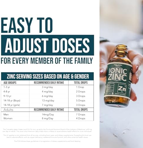 Ionic Liquid Zinc – 8 Month Supply, Adjustable Dosing for Adults – High Absorption, Vegan, Glass Bottle – Supports Immune System