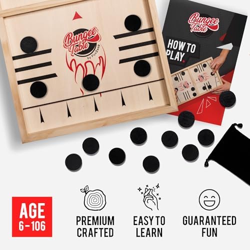 Fast Sling Puck Game - Test Your Speed and Accuracy with This Fast-Paced Wooden Air Hockey Board Game - Guaranteed Fun for Family Night or Friends