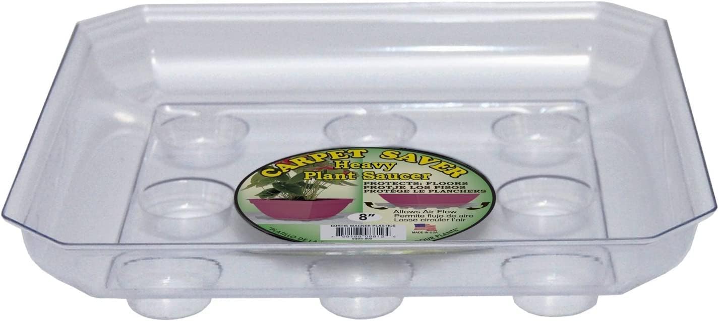 SQDS-1600 Heavy Gauge Footed Square Carpet Saver Saucer, 16-Inch by 16-Inch, Clear