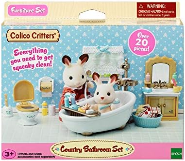Calico Critters - Country Bathroom Set - Dollhouse Furniture Sets | Rustic tub-and-basin charm for the family washroom - detailed pieces for morning