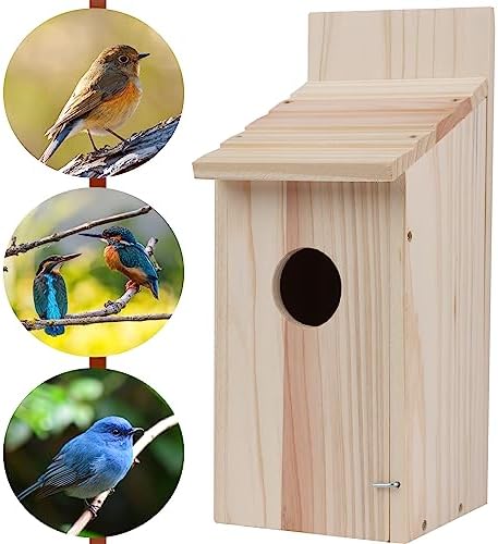 Cedar Blue Bird Box House,Hummingbird Wren Chickadee House, Assembled,1Pcs