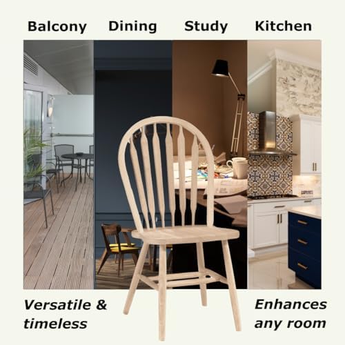 IC International Concepts Solid Wood Windsor ArrowBack Chair, Unfinished