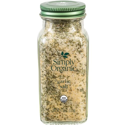 Simply Organic, Garlic Salt Organic, 4.7 Ounce | Perfect Blend of Salt, Garlic and Parsley for any Savory Dish