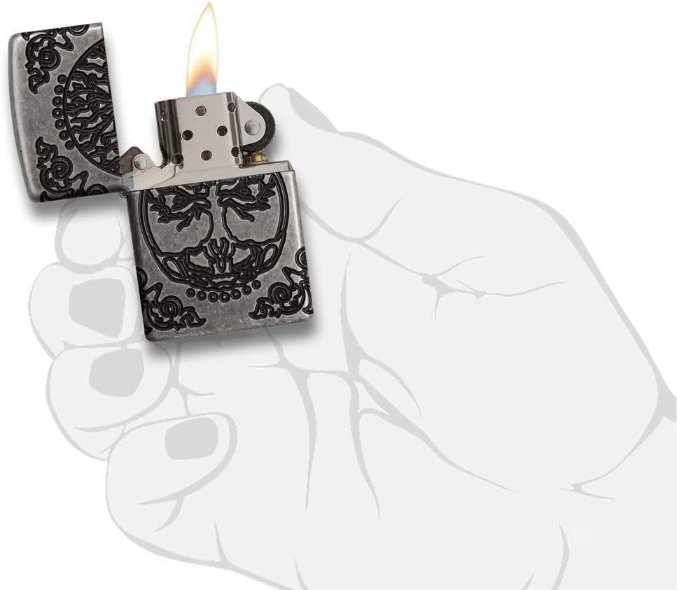Zippo Tree of Life Pocket Lighter - Refillable Flip-Top Windproof Lighters - Spiritual and Symbolic Design Pocket Lighters - Luxury Metal Lighter Made in USA